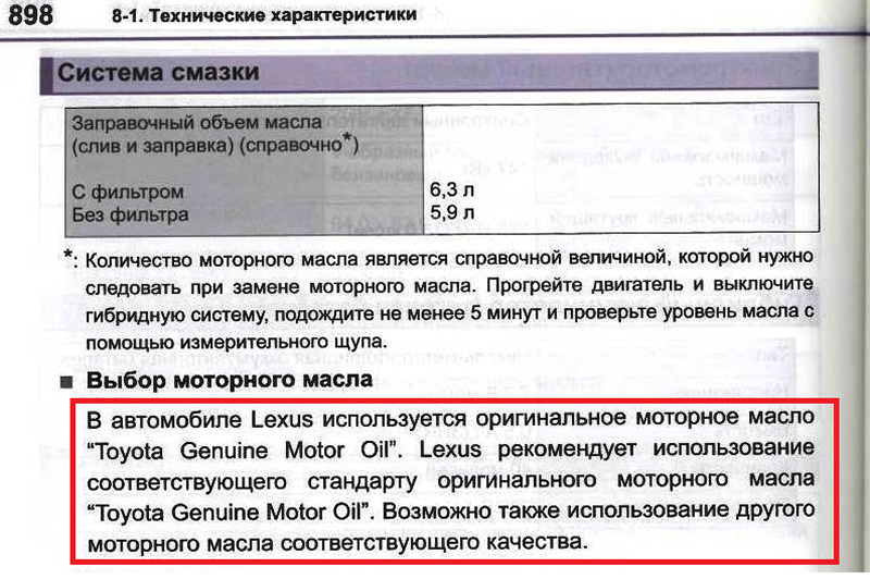Lexus - выбор моторного масла-1