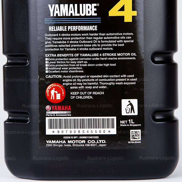 Моторное масло YAMALUBE 4Т SJ 10W-40, для 4-такт. лодочных моторов 4 Stroke, (Сингапур), (1л) 