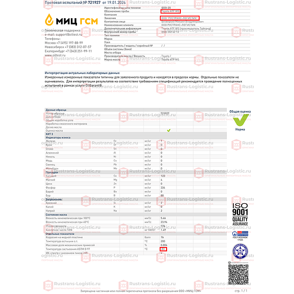 Трансмиссионное масло Toyota ATF WS, для АКПП, (Япония), (4л)