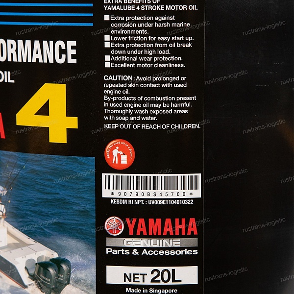 Моторное масло YAMALUBE 4Т SJ 10W-40, для 4-такт. лодочных моторов 4 Stroke, (Сингапур), (20л)